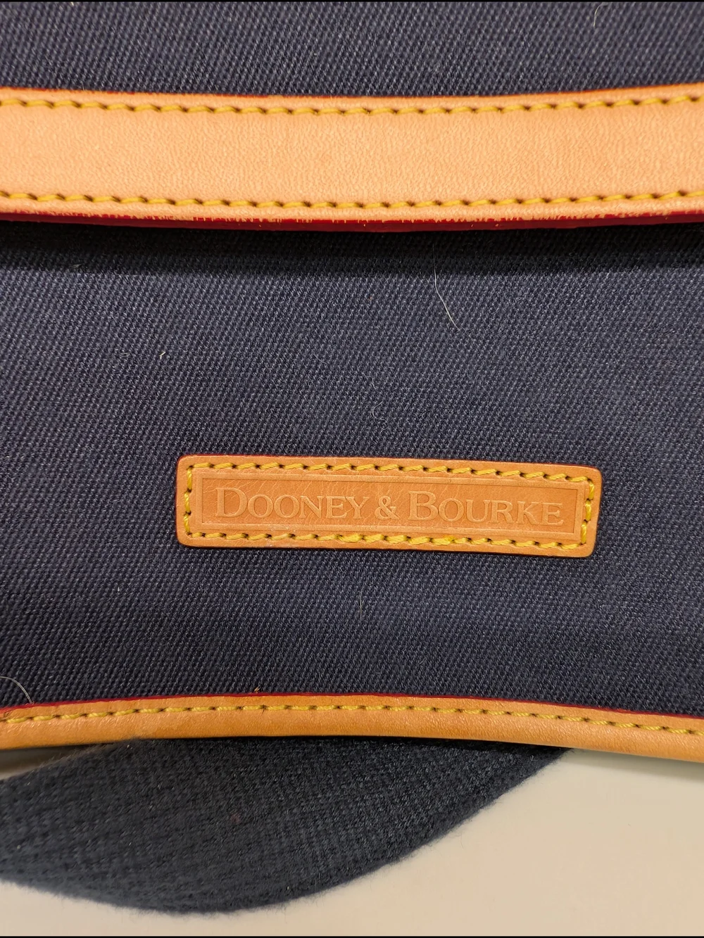Dooney & Bourke Cabriolet Navy Canvas Messanger Crossbody Bag with Tan Trim